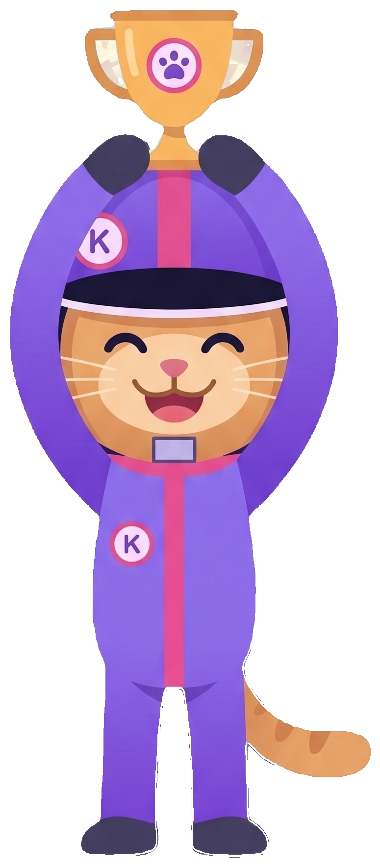 Purrsuit celebrating with a trophy Purrsuit celebrating with a trophy
